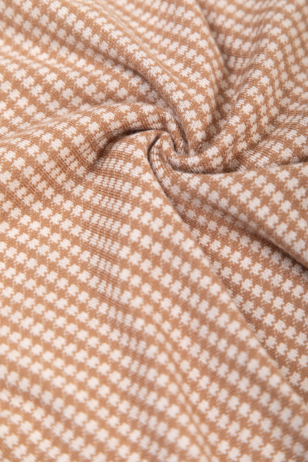 Checkers Knit Shirt Jacket- Latte