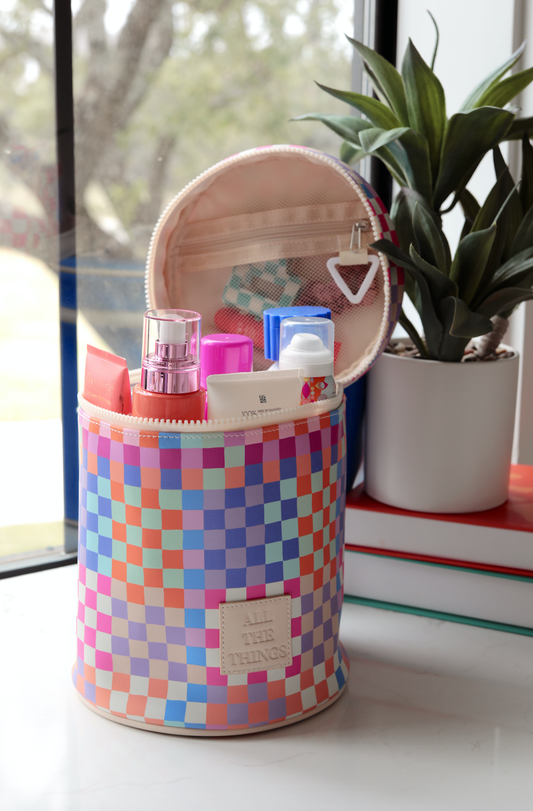 Check Me Out Barrel Organizer Toiletry Bag