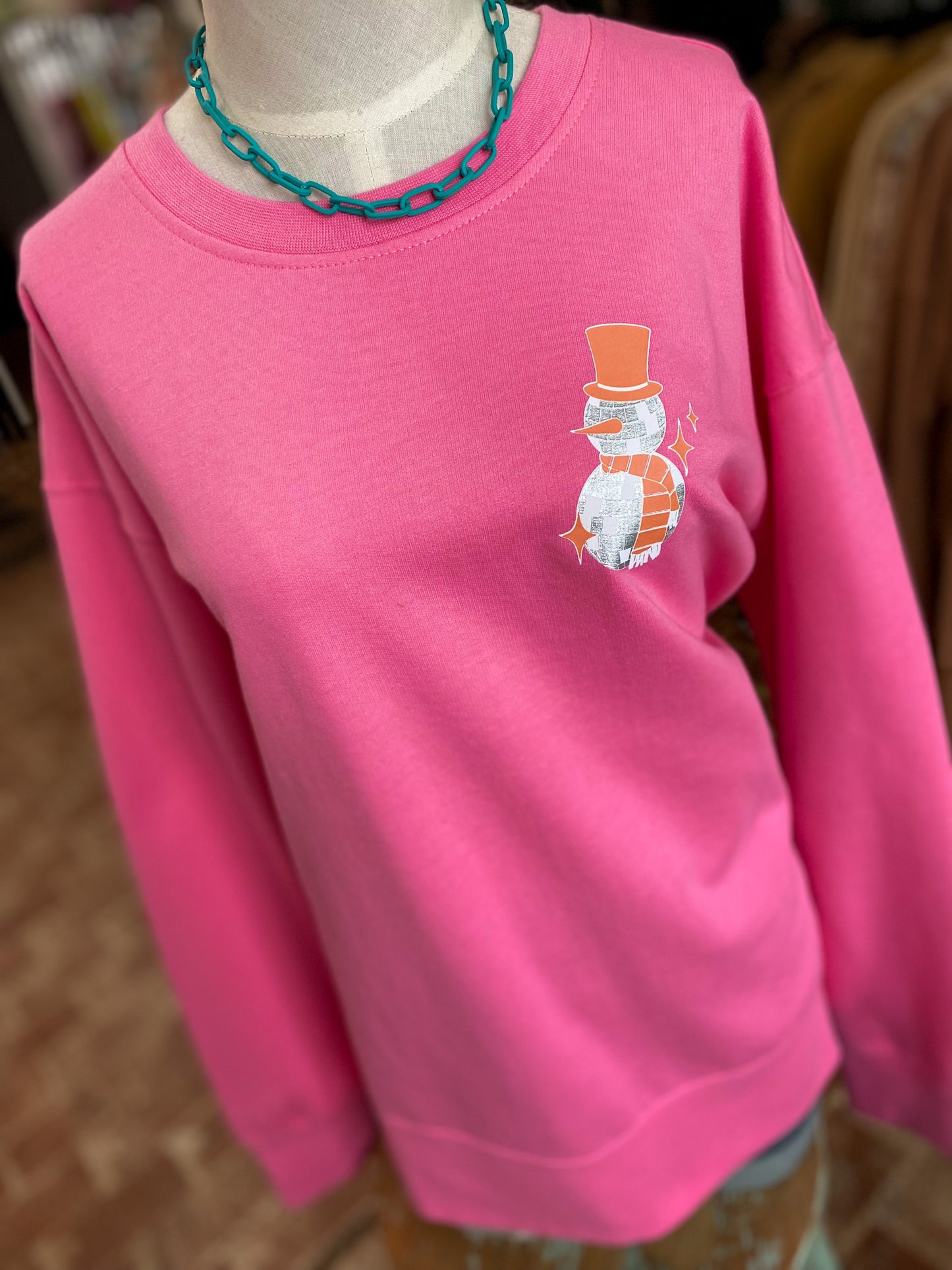 Disco Merry Snowman Pullover Sweatshirt