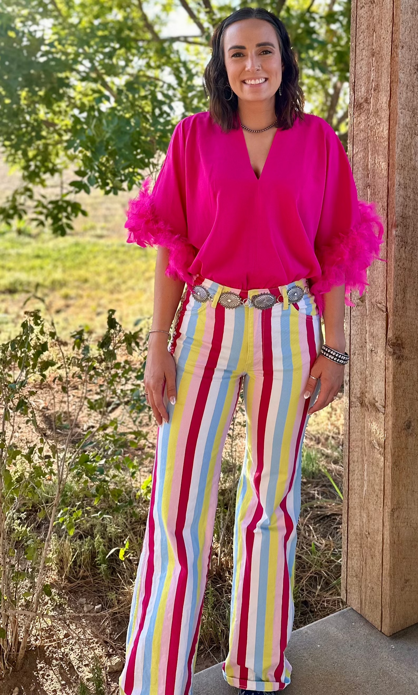 Fun Feather Bodysuit-Hot Pink