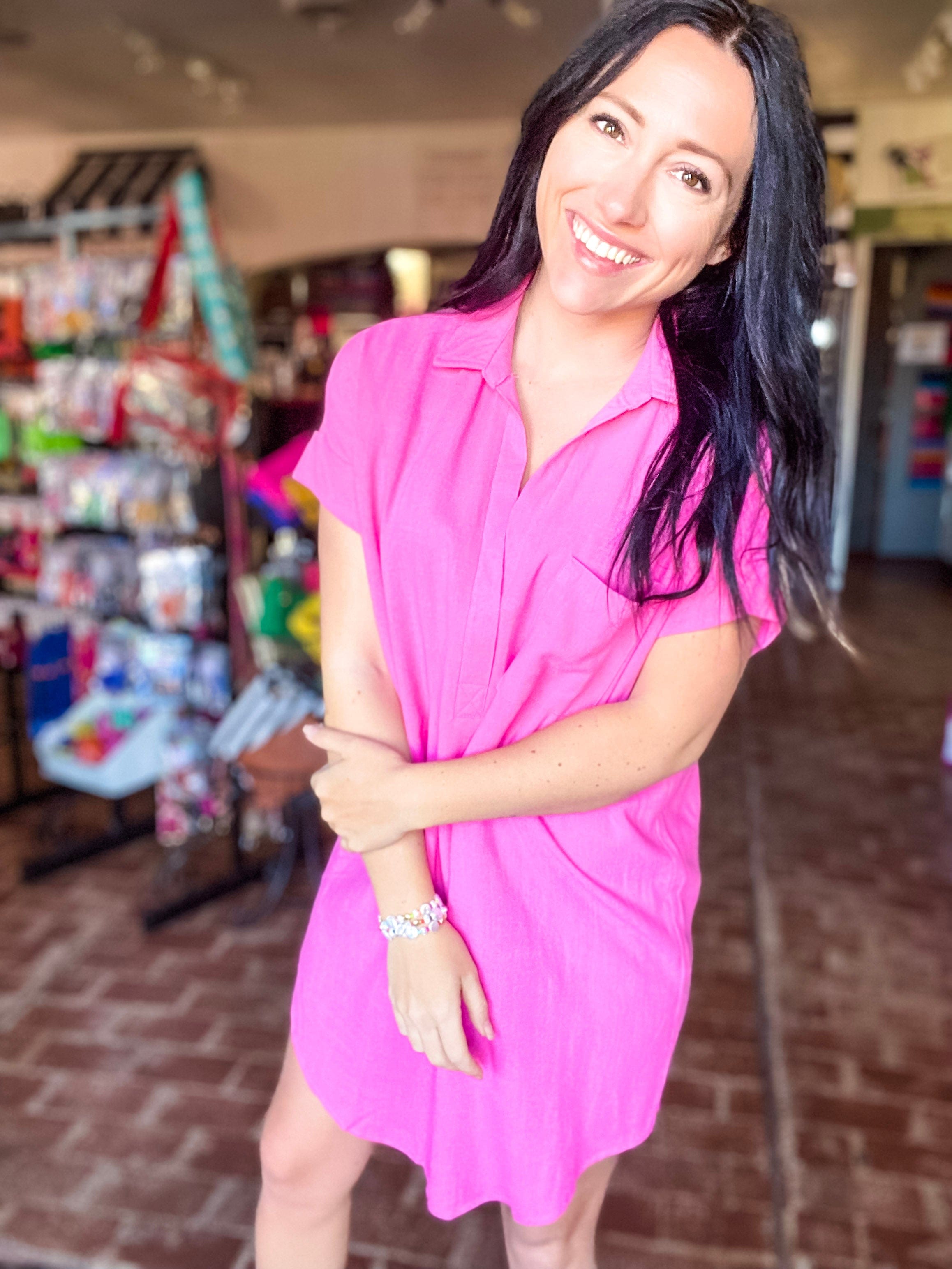 Pink boutique shirt outlet dress