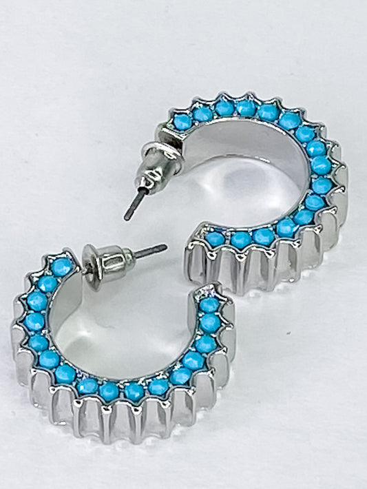 Turquoise and Silver Hoop
