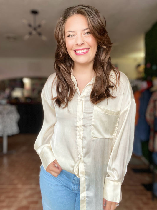 Alicia Satin Button Blouse