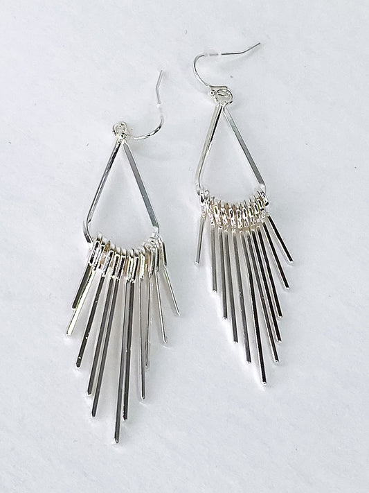 Spikey Teardrop Earrings-Silver