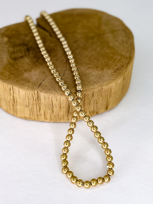 Golden Beaded Stretch Necklace 18in