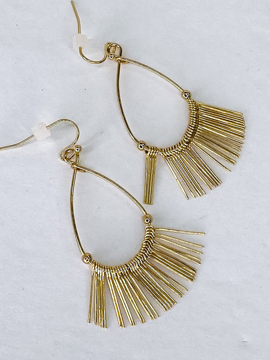 Golden Teardrop Fringe Earrings