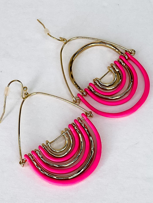 Pink and Gold Teardrop Earring
