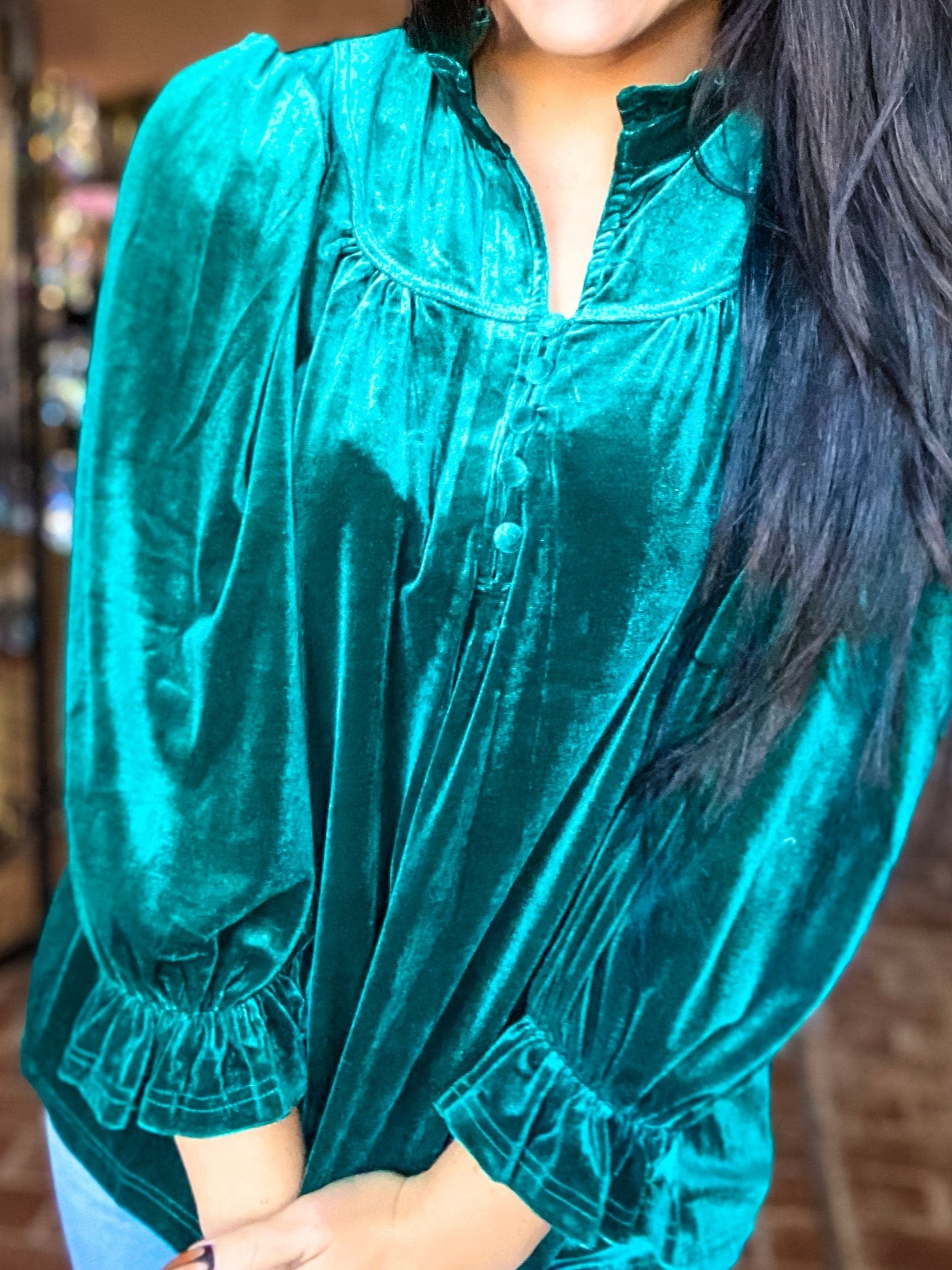 Velvet Teal Blouse