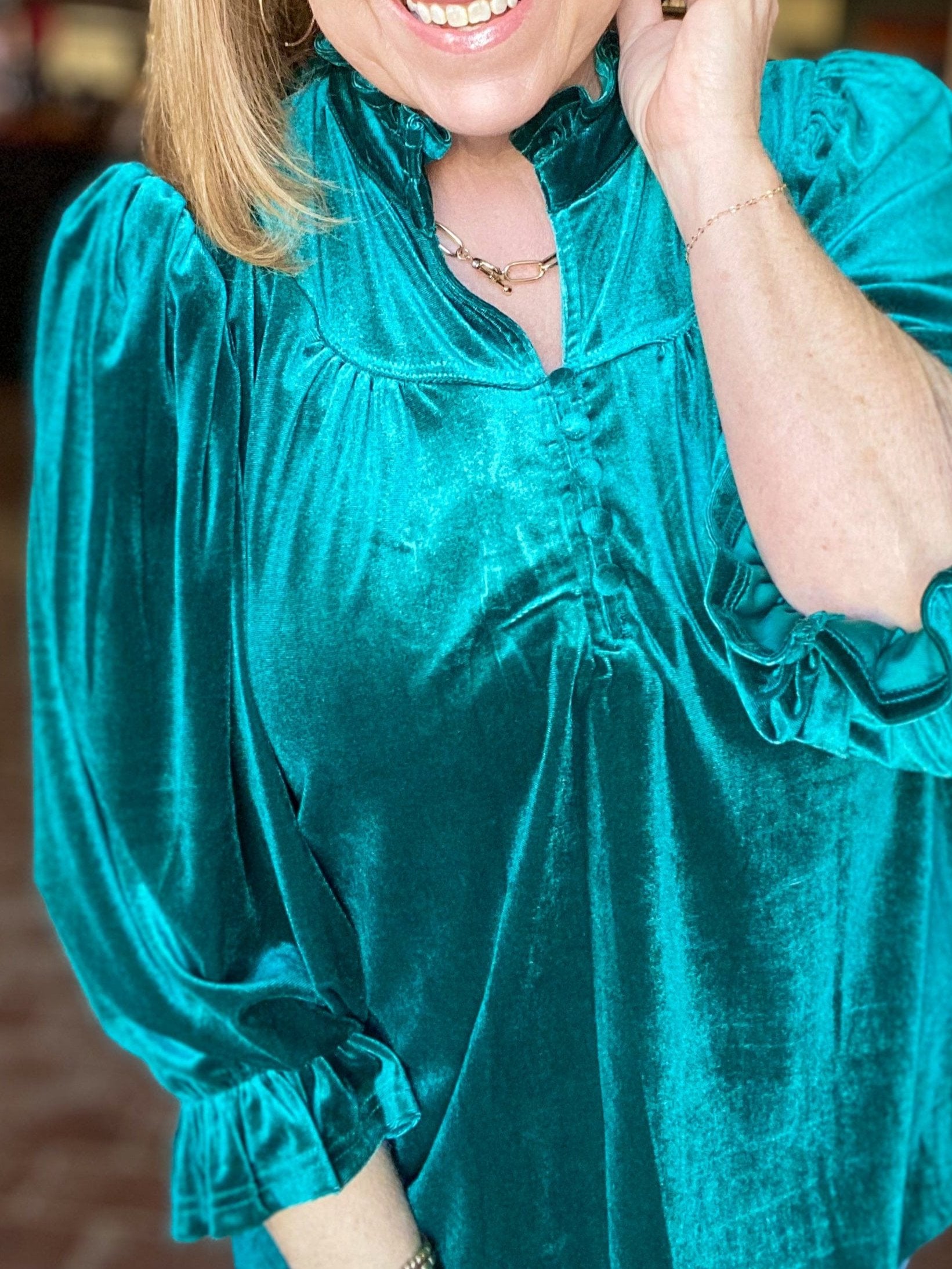 Velvet Teal Blouse