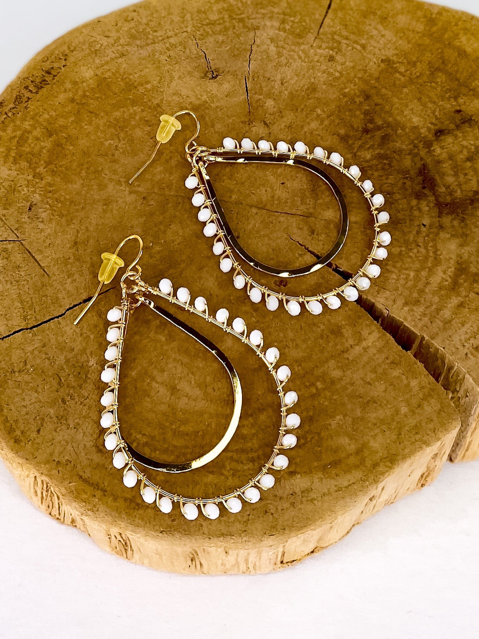 Earrings White Teardrop Beaded Earring